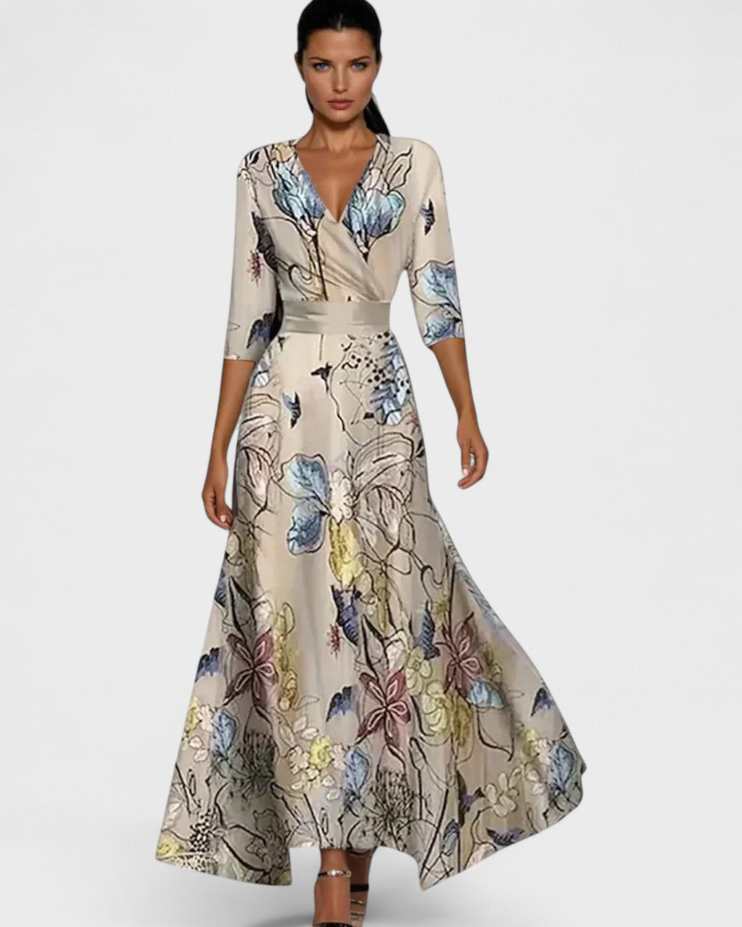 Spring Maxi Dress with Wrap Neckline