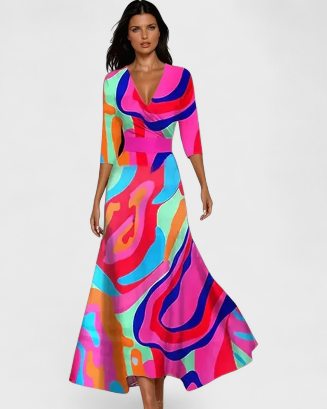 Spring Maxi Dress with Wrap Neckline