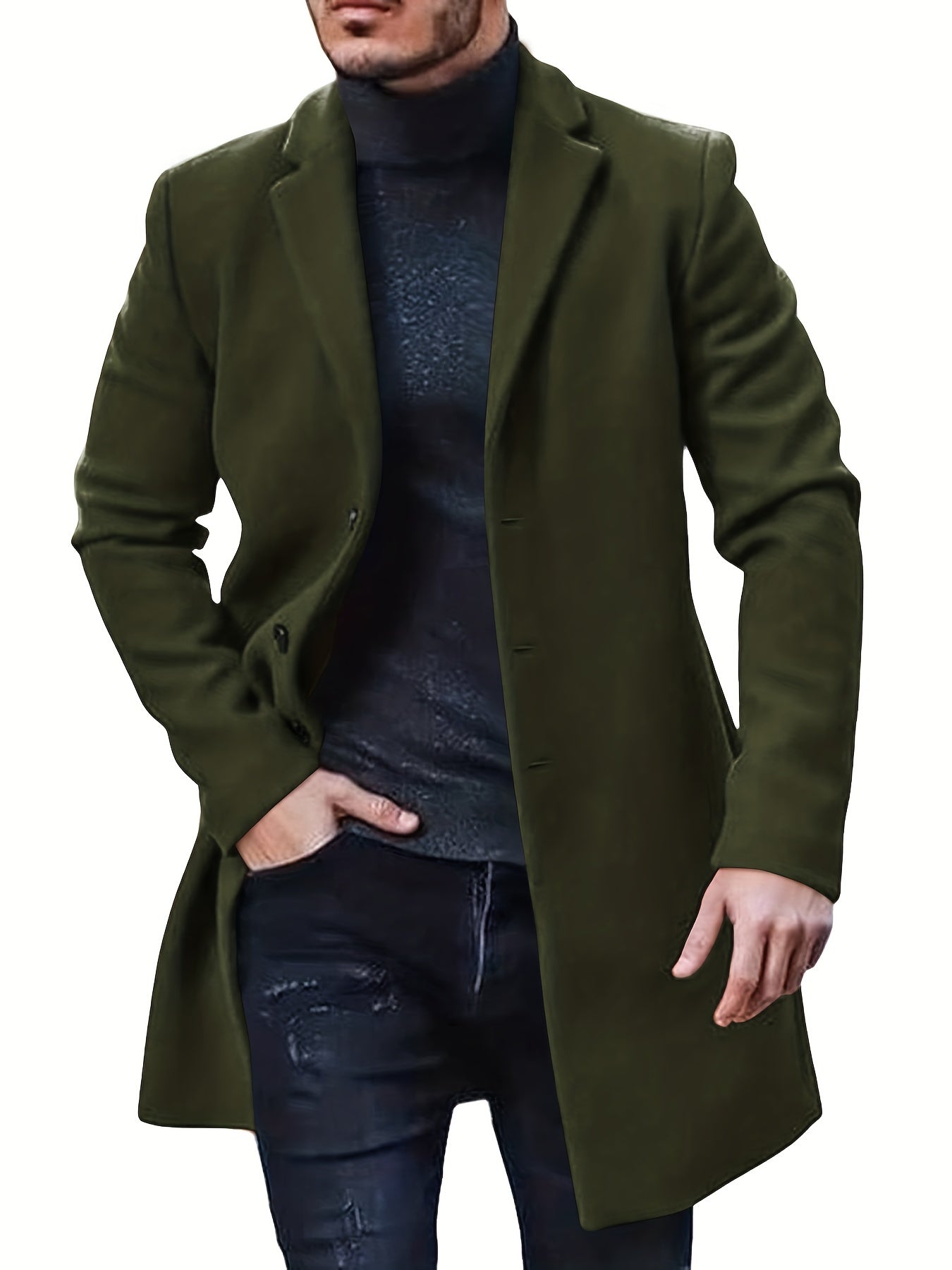 Retro Trench Coat with Single Button Closure