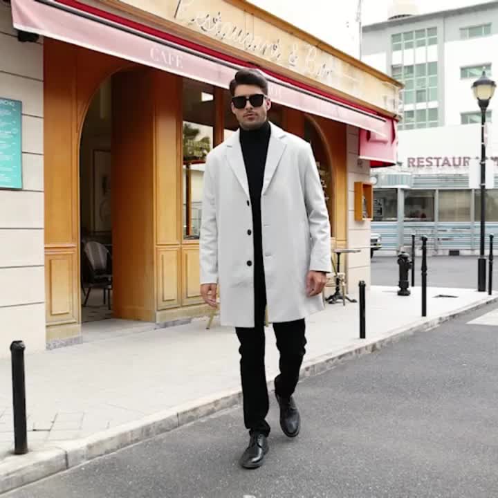 Retro Trench Coat with Single Button Closure