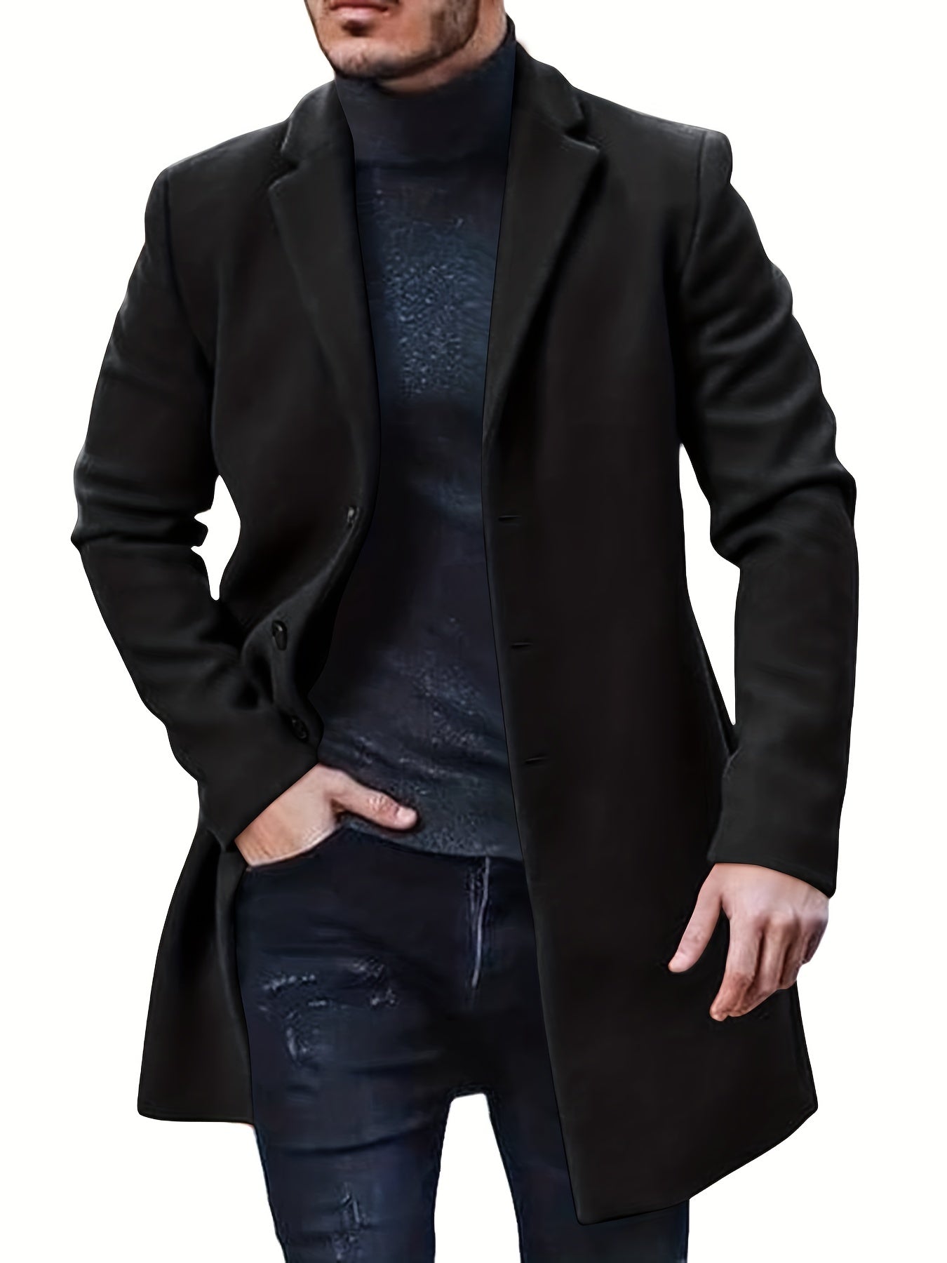 Retro Trench Coat with Single Button Closure