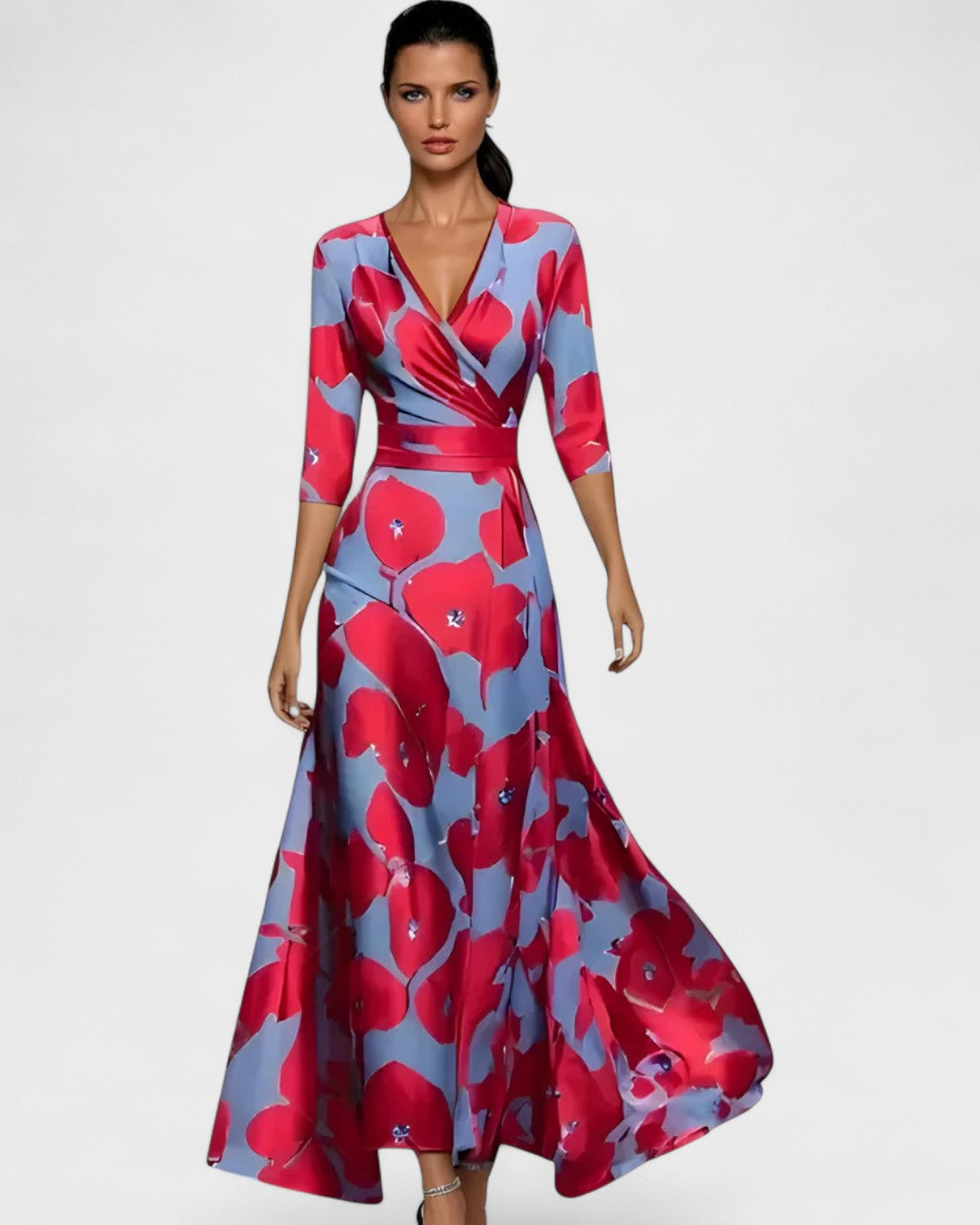 Spring Maxi Dress with Wrap Neckline