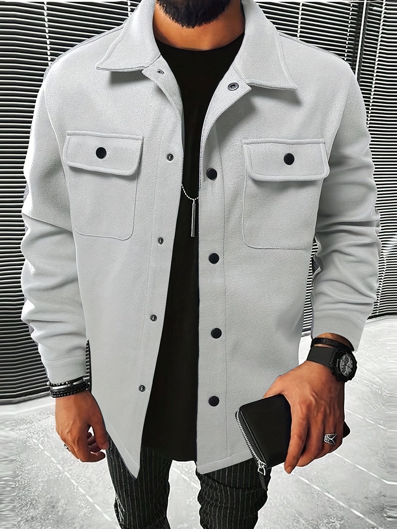 Men's Casual Flap Pocket Jacket