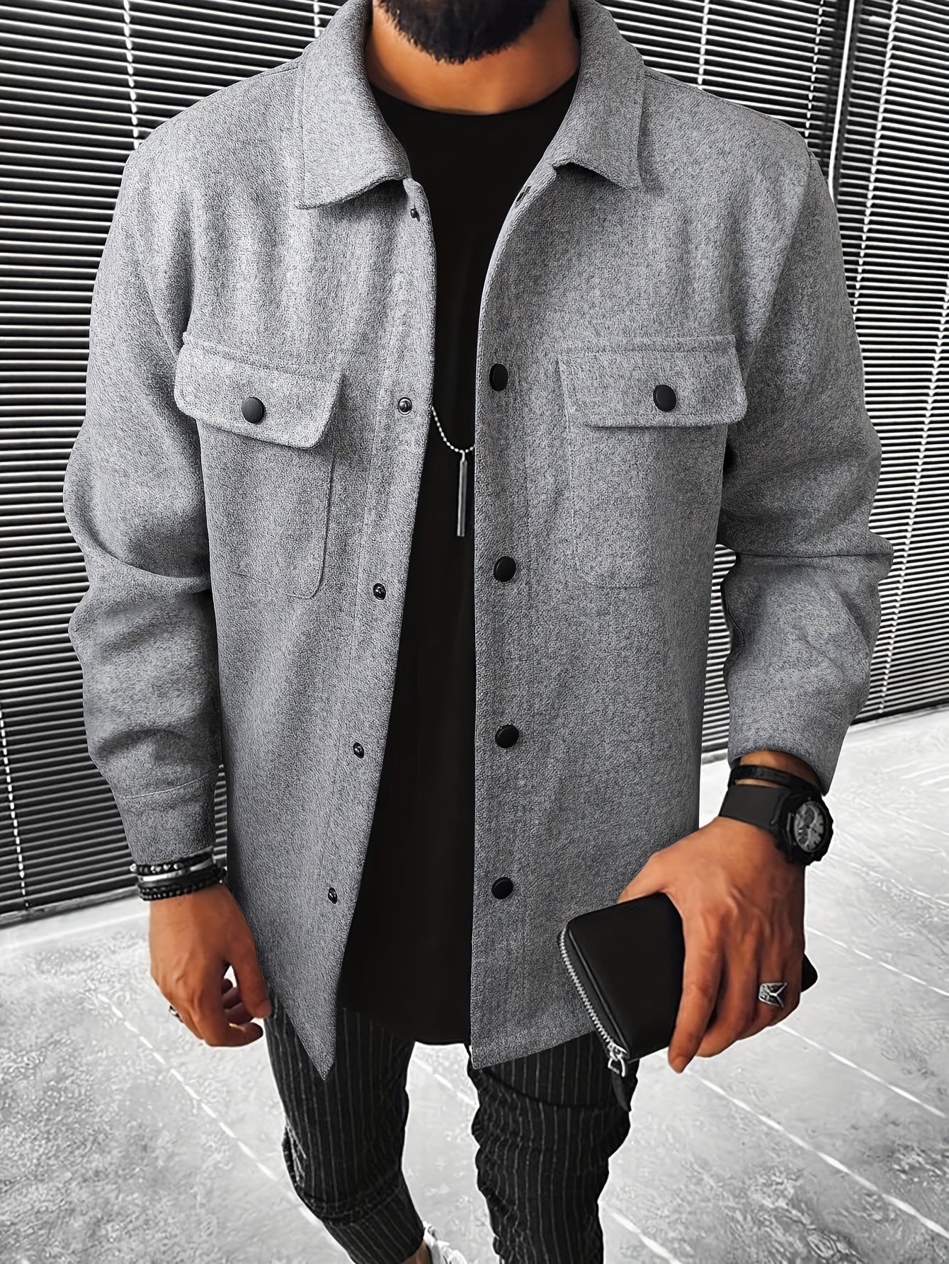 Men's Casual Flap Pocket Jacket