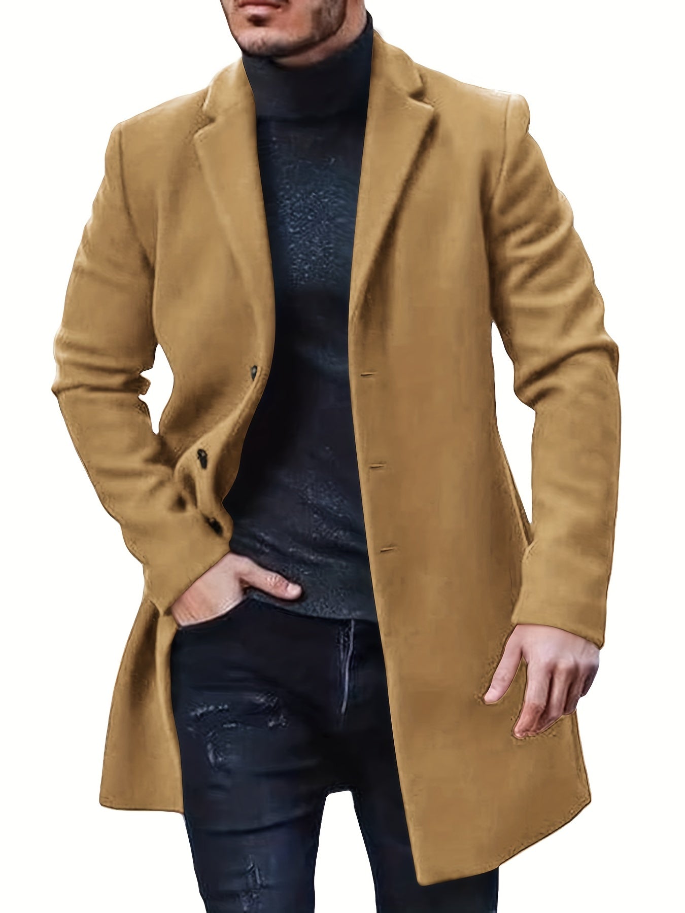 Retro Trench Coat with Single Button Closure