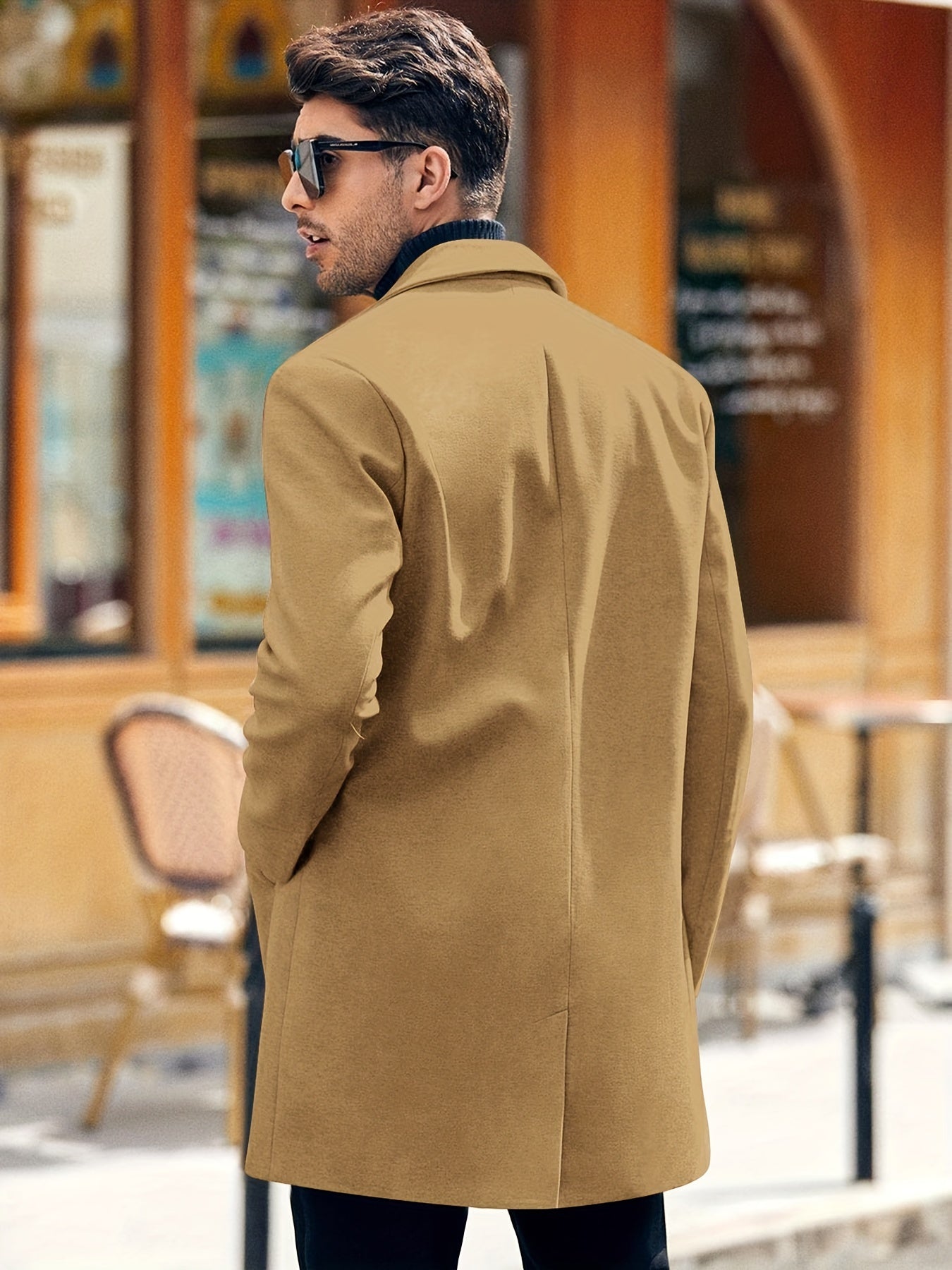 Retro Trench Coat with Single Button Closure
