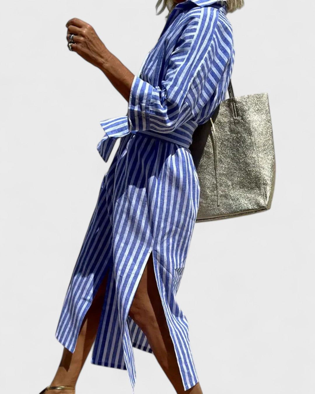 Elegant Striped Shirt Dress