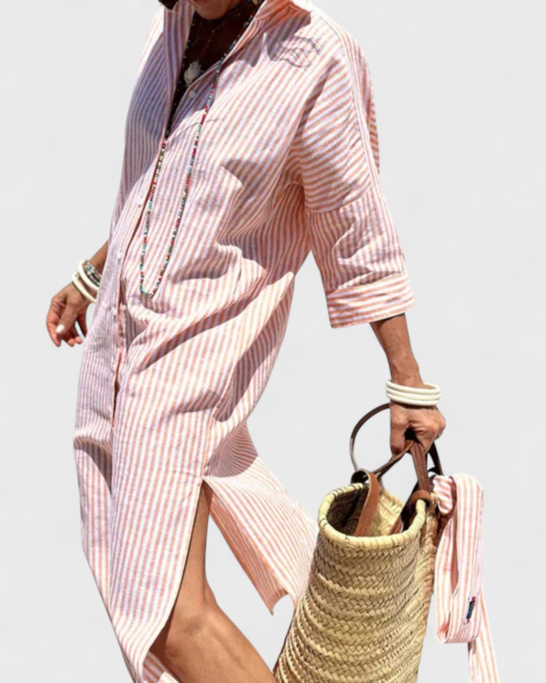 Elegant Striped Shirt Dress