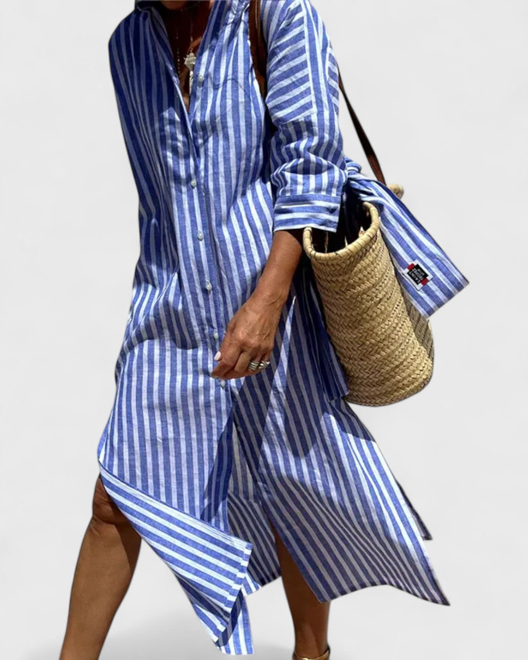 Elegant Striped Shirt Dress