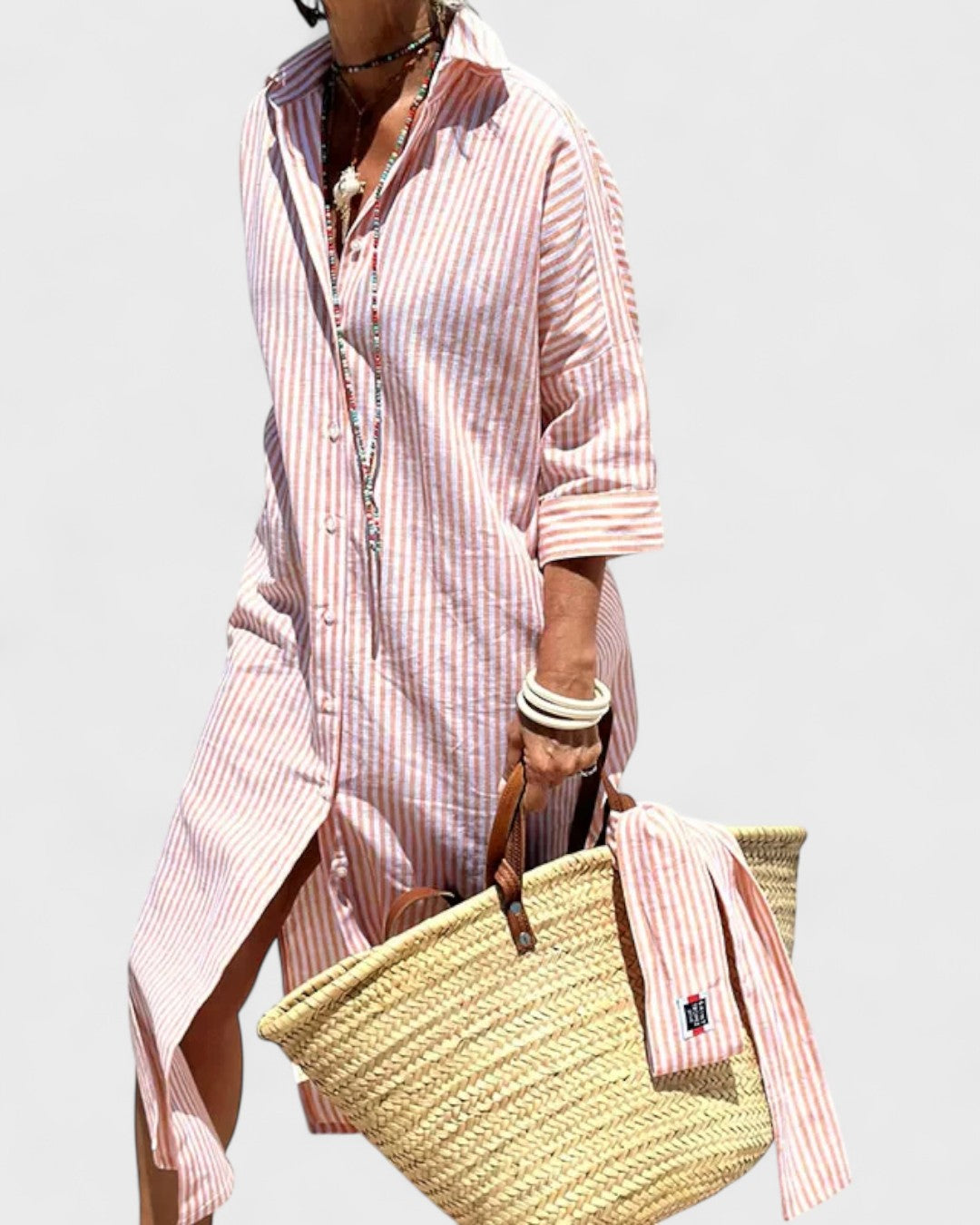 Elegant Striped Shirt Dress
