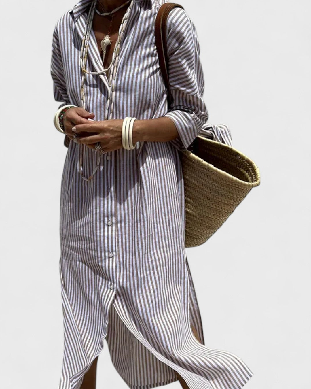 Elegant Striped Shirt Dress