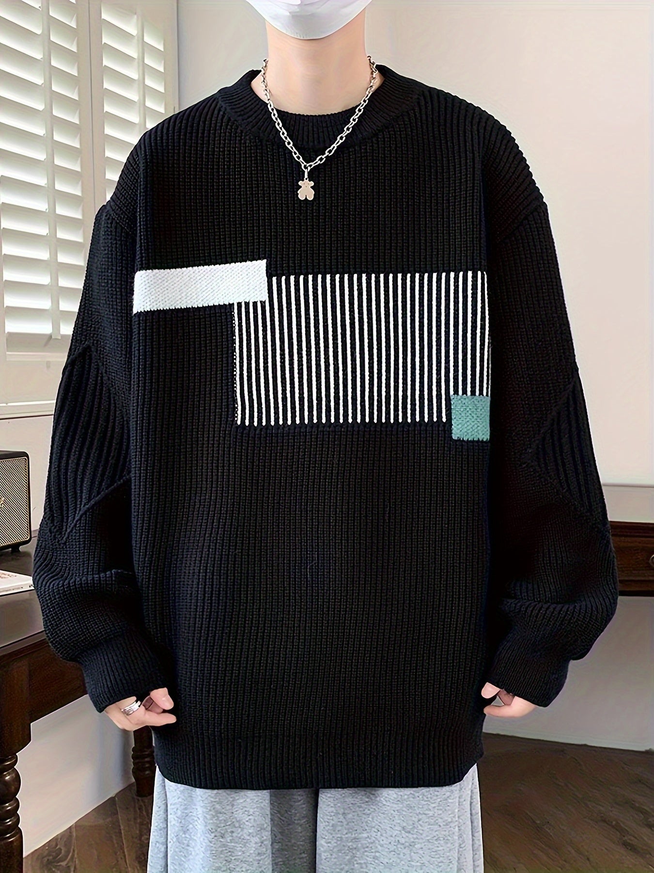 Sweater With Geometric Print For Men