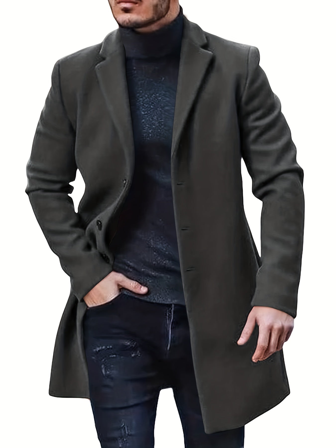 Retro Trench Coat with Single Button Closure