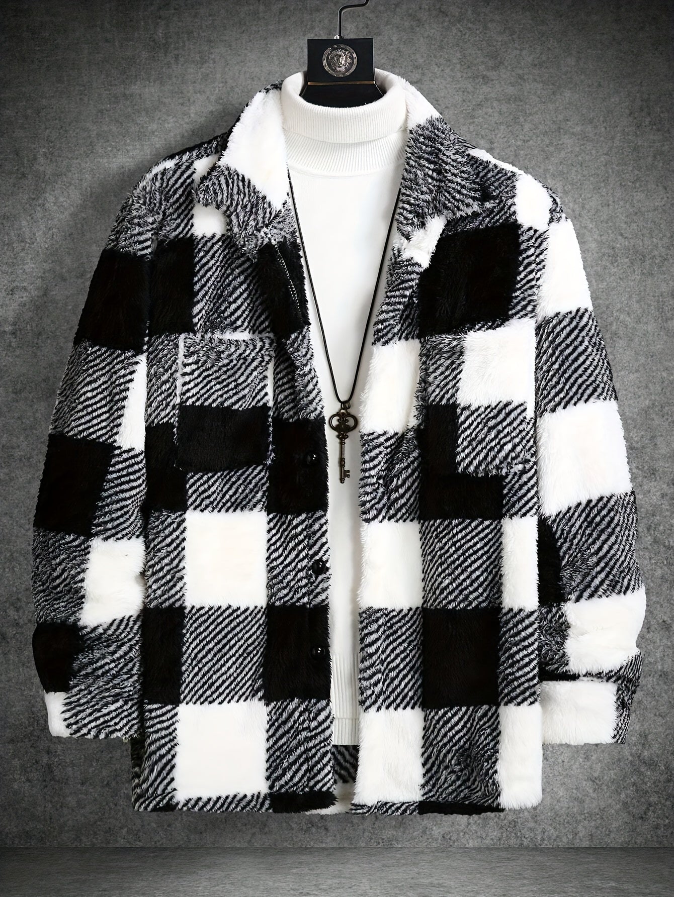 Checkered Fleece Jacket for Men
