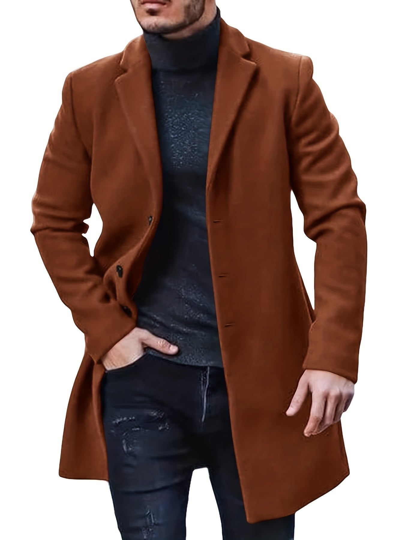 Retro Trench Coat with Single Button Closure