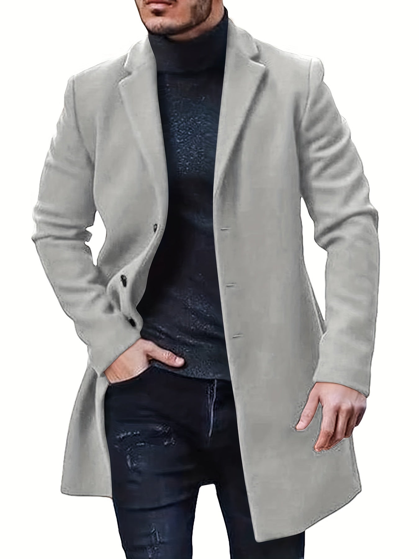 Retro Trench Coat with Single Button Closure