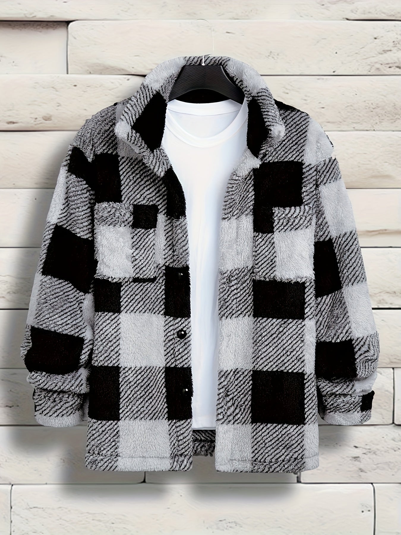 Checkered Fleece Jacket for Men