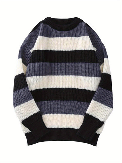 Elegant and Warm Striped Knit Sweater