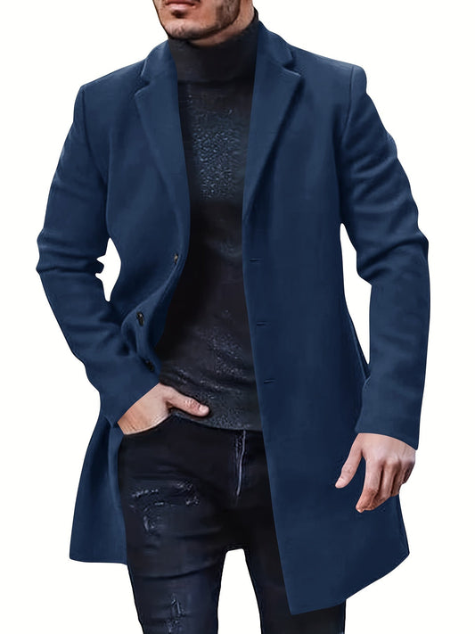 Retro Trench Coat with Single Button Closure