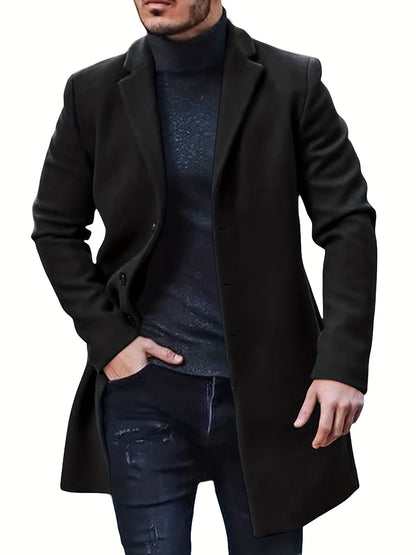 Retro Trench Coat with Single Button Closure