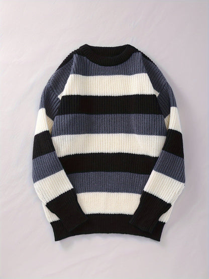 Elegant and Warm Striped Knit Sweater