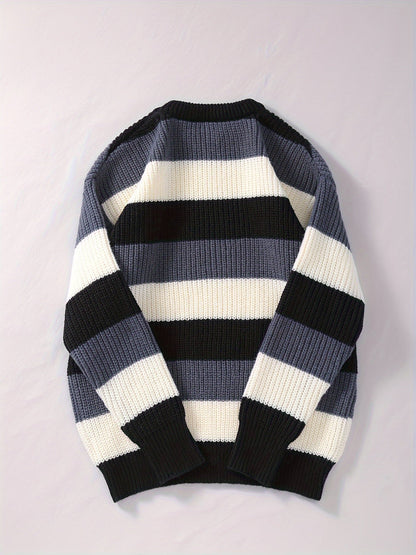 Elegant and Warm Striped Knit Sweater