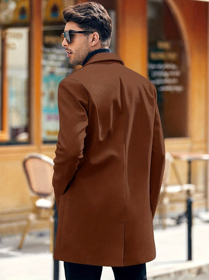 Retro Trench Coat with Single Button Closure