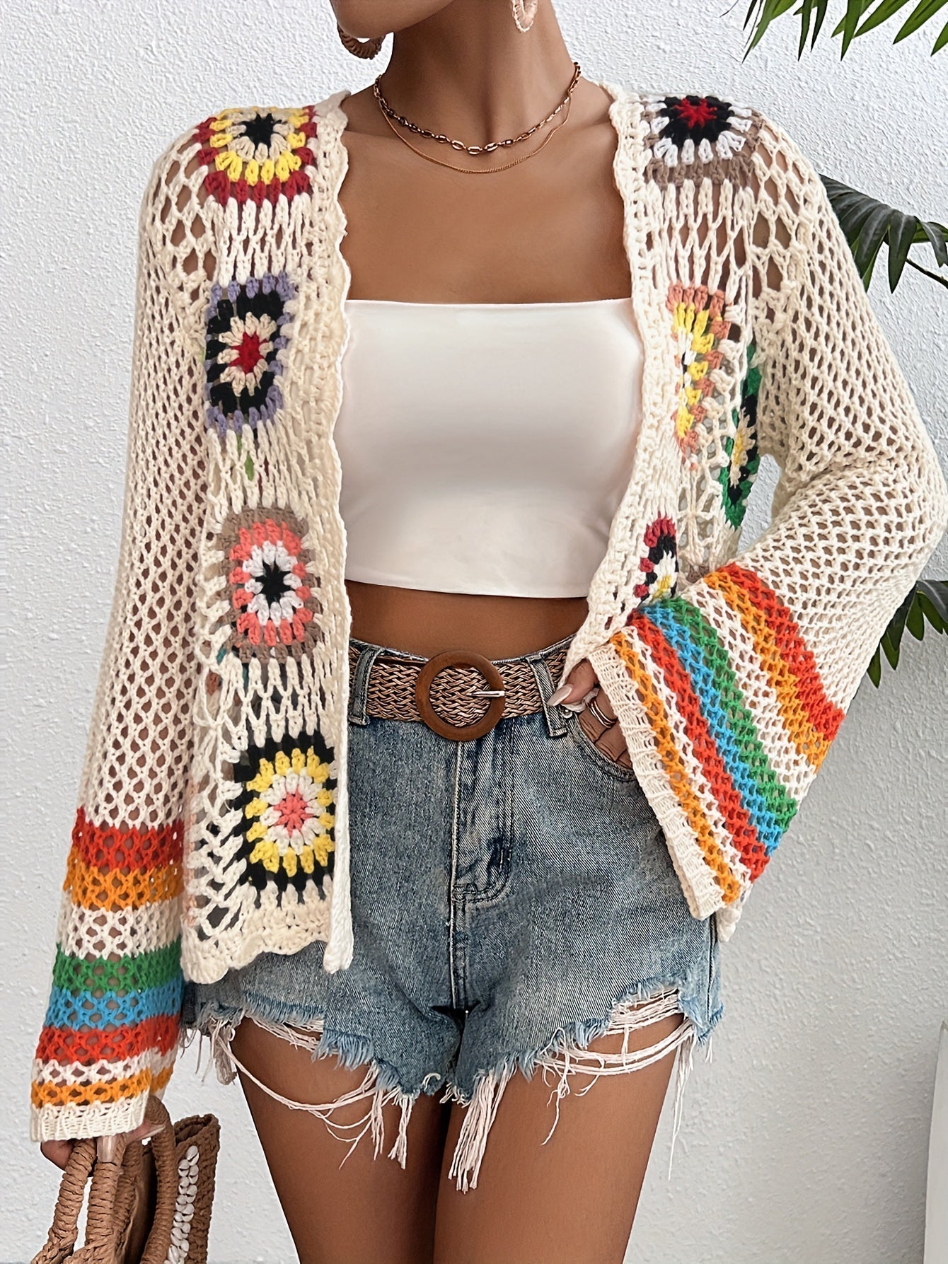 Crocheted Knit Sweater For Women