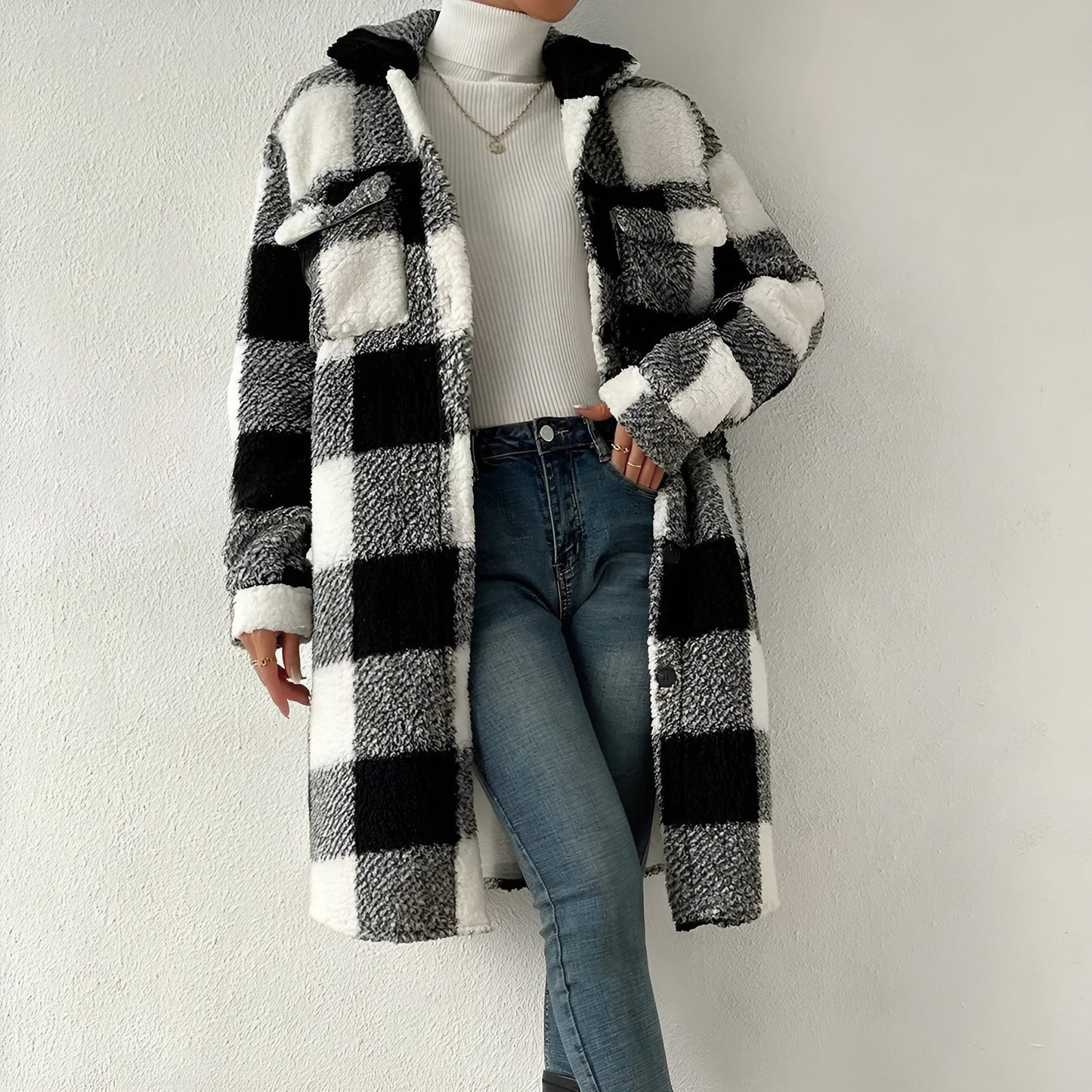 Estella | Long checked jacket