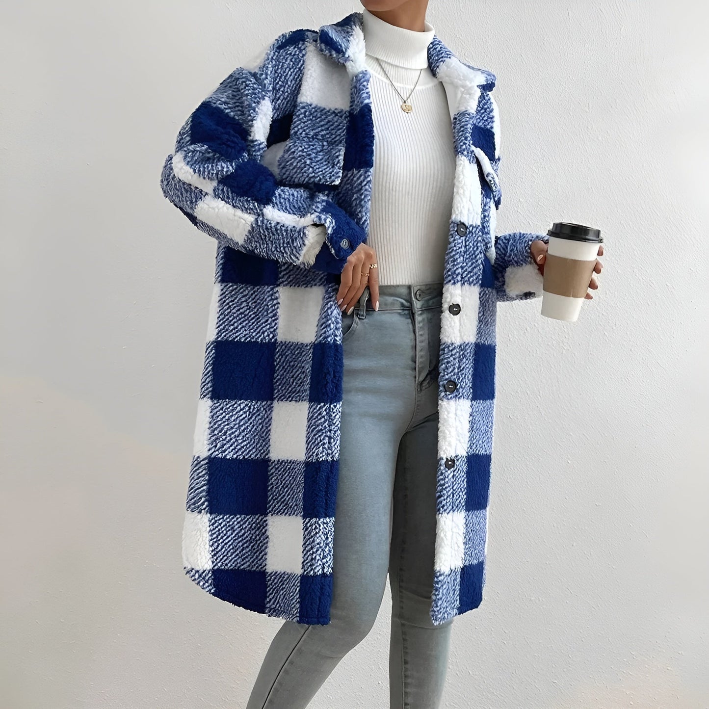 Estella | Long checked jacket