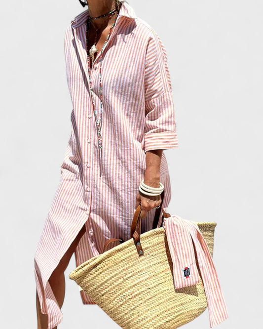 Elegant Striped Shirt Dress