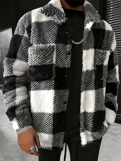 Checkered Fleece Jacket for Men