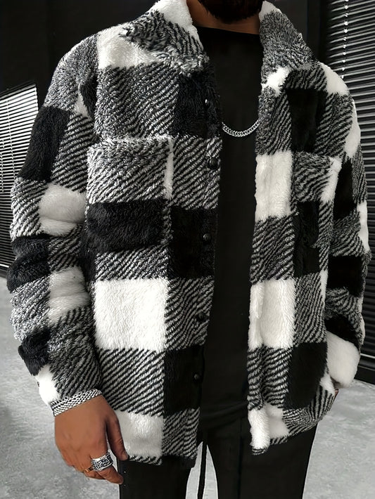 Checkered Fleece Jacket for Men