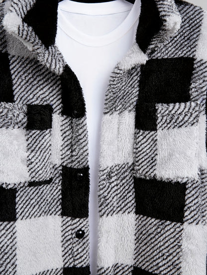 Checkered Fleece Jacket for Men