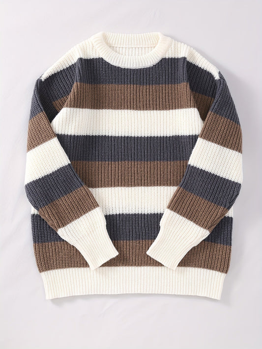 Elegant and Warm Striped Knit Sweater