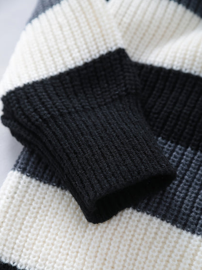 Elegant and Warm Striped Knit Sweater