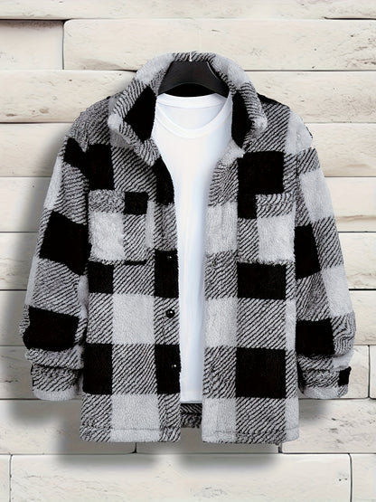 Checkered Fleece Jacket for Men